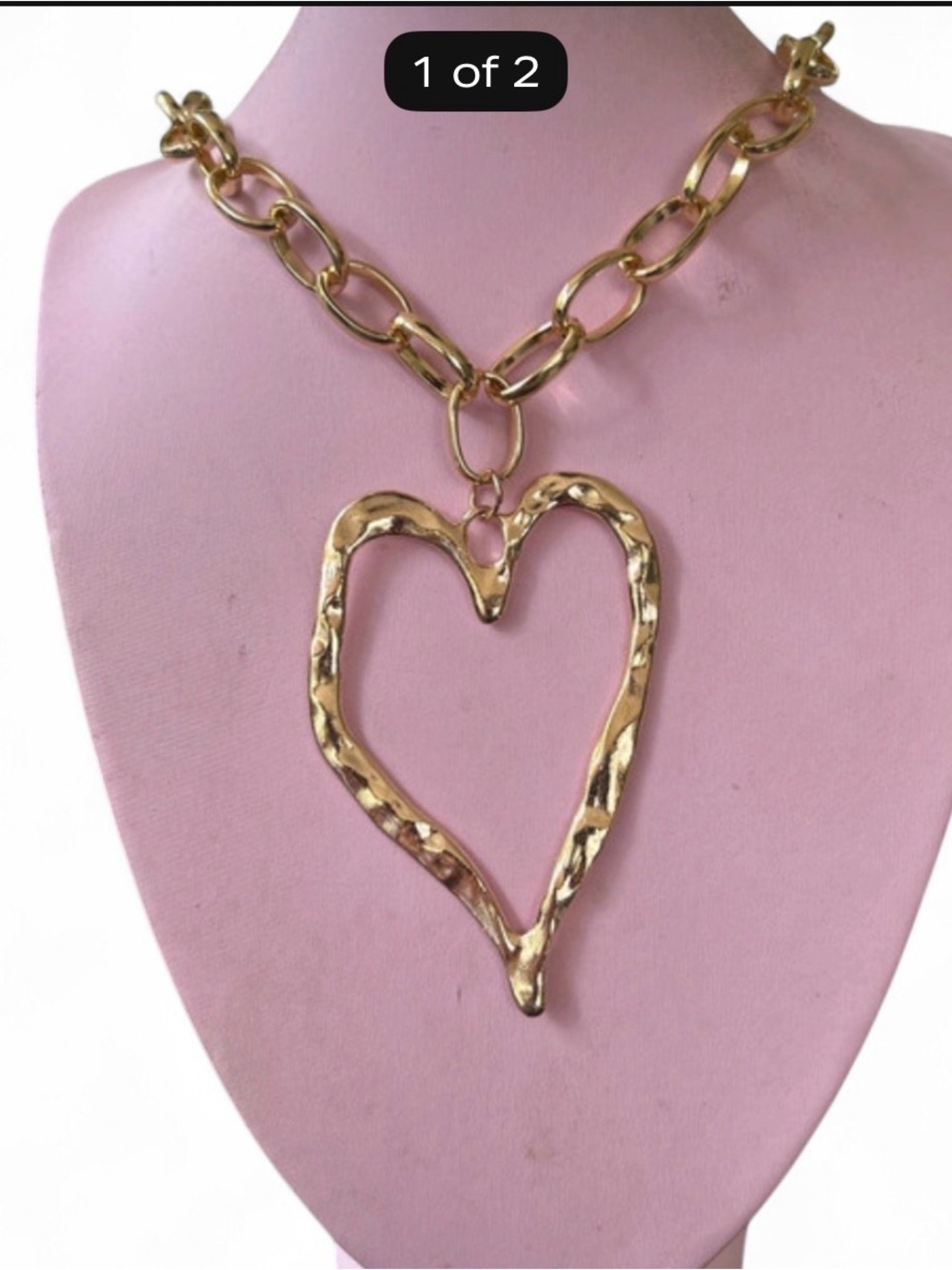 Statement Gold Heart Pendant Necklace for Women